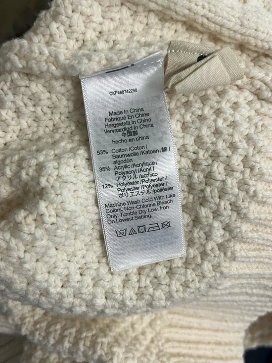 Madewell Cable Turtleneck Fisherman Sweater Cream Funnel Pullover Cozy - Small - Picture 8 of 8